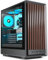 FOIFKIN M1 Boitier PC - Bois Noyer Façade - 4 Ventilateurs ARGB PWM préinstallés, boîtier de PC de Jeu ATX Mid-Tower (Noir, M1)
