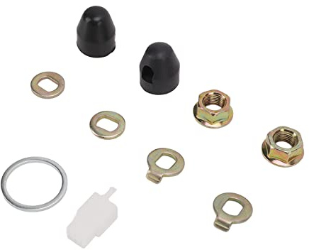 equlup 10PCS Bike Hub Motor Nut Kit, Steel M14 Nuts Washer Kit with 14mm Shaft Safety Washers Shaft Screw Cap Spacer Universal Electric Bike Wheel Lock Nuts for ElectricBikes Scooters