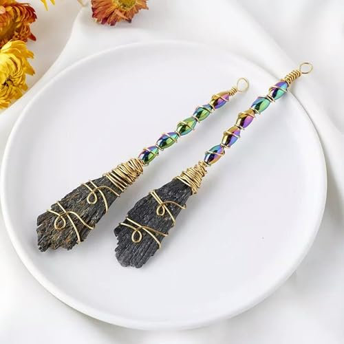 10x Balai à Quartz Tourmaline Noire Naturelle Bâton Magique Pierre précieuse en Cristal