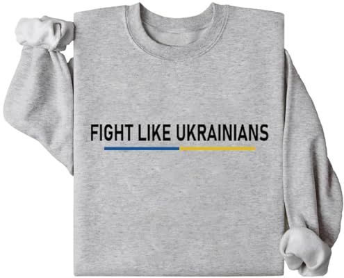 Fight Like Ukrainians Felpa Unisex Combattimento Camicie, Grigio, L