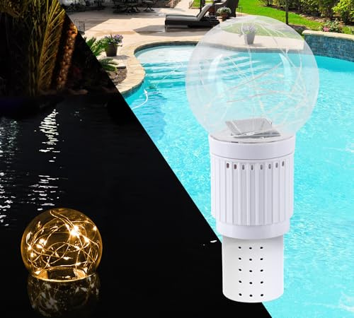 topool LED Solarleuchte für Pool & Garten, Schwimmende Dekoration mit 3 Leuchtmodi, Automatische Aktion Tag/Nacht, Wasserdicht IP68 (1, White + Chlorine Dispenser)