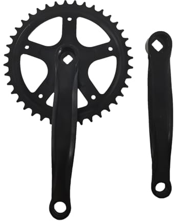 ZZRSDAN 170mm Crankarm Single Speed Crankset for Mountain Road Bike Fixed Gear Bicycle Folding Bicycle(Square Taper, Black, Sprocket) (40T Single Speed Crankset-Black)