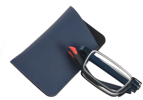 MMOWW Gafas de Lectura Rectángulos Plegables con Una Funda de Cuero Negra | Para Hombres y Mujeres, Anti - luz Azul