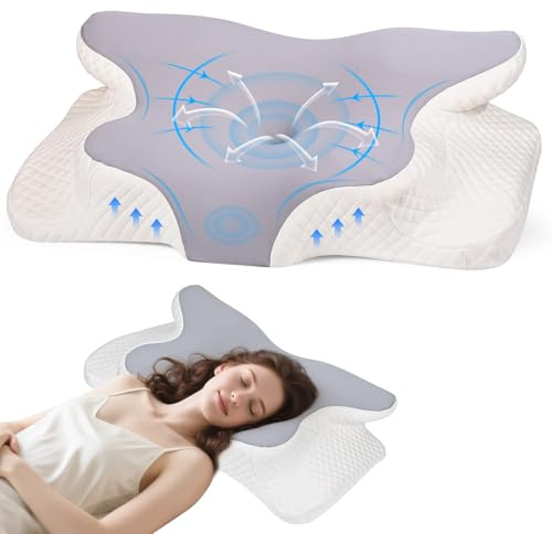 Dreamhigh® Almohada Cervicales y Cuello, 2 en 1 Almohada Antiarrugas, Alivio Eficaz del Dolor, Almohada Antironquidos para Dormir de Lado, Boca Arriba y Boca Abajo, 63 x 42 cm x 9/12 cm