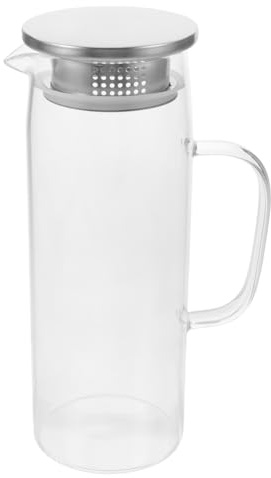 MUCKLILY Jarra de Agua de Vidrio Hervidor de Agua para Sala de Estar con Tapa de Vidrio para Preparar Té Helado