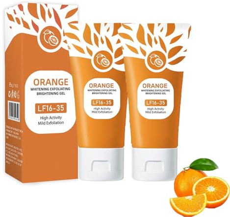 Gel exfoliant orange, gel exfoliant éclaircissant pour femme, exfoliant pour le visage et le corps, exfoliant orange du visage, gommage nettoyant en profondeur et hydratant (2 pièces, 50 g)