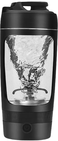 Coctelera eléctrica de proteínas, batidora eléctrica de proteínas, vaso mezclador USB de 600 ml, potentes botellas mezcladoras, vaso mezclador portátil, USB C recargable para deportes y fitness (negro