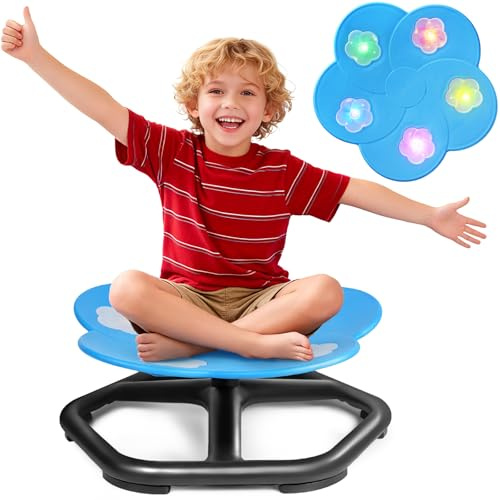 Handwell Fauteuil Sensoriel Pivotant pour Enfants Autistes avec Lumières et Musique, Siège Pivotant à 360°, Jouet pour Enfants Autistes et TDAH, Cadeau d'Anniversaire ou de Noël pour Garçons et Filles
