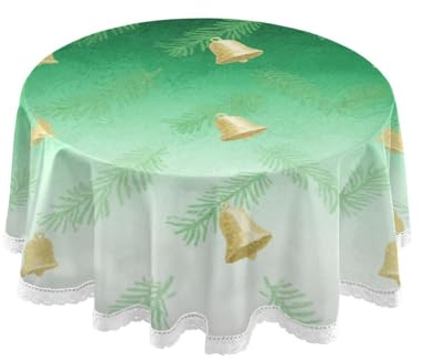 voucong Tovaglia circolare in pizzo bianco a forma di campana a forma di agrifoglio, lavabile, riutilizzabile, per matrimoni e ristoranti, 152,4 cm