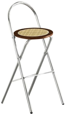 SMELEDFCFK Sedie da Bar Pieghevole in Legno, Sgabello da Bar Sedile Rattan con Schienale E Poggiapiedi, Sedie Alte Pieghevoli per Interni & Esterni, Portatile(Walnut,65cm)