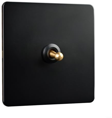 GANCEI Interrupteur à bascule, panneau mural en acier inoxydable de type 86 avec tige en laiton 1 voie 2 voies pour contrôle de l'éclairage (1 bande)