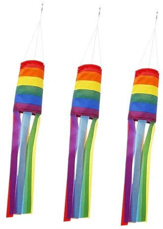 ibasenice 3stücke Regenbogen-windsack Schleifen-windsack Buntes Banner Hängende Windsack-Dekoration Windsack-flaggen Für Draußen Windfahnen Für Außenbereich Windrichtungsflagge Karnevals-Win