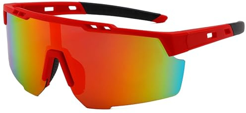 LOJUDI Sports Kids Sunglasses Boys Girls - TR90 Soft Frame UV Protection Childrens Cycling Cricket Running Ski Cool Mirrored Sun Glasses - Red/Red