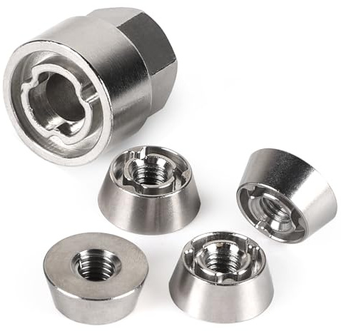 DBREAKS Tuercas Antirrobo de Acero Inoxidable M8 - Forma Especial, Plateado | Tuercas de Seguridad Antirrobo para Tienda de Techo, Portabicicletas, Sistema Solar, para Coche y Casa