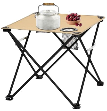 Tavolo da campeggio pieghevole portatile con 2 portabicchieri – Tavolo da picnic leggero per giardino, balcone, accessori da viaggio e campeggio