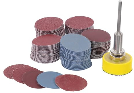 Anneome Kit da 100 Dischi Abrasivi Rotondi per Trapano 100/180/240/1500 Grana Carta Vetrata Floccata per Metallo Legno Accessori Utensili Rotanti per Riparazione Auto