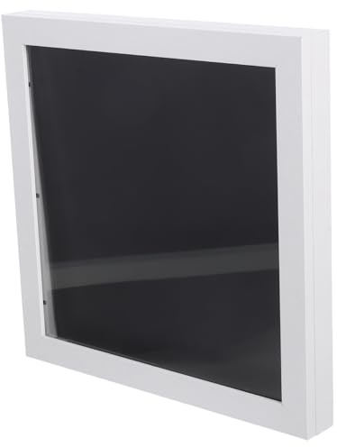 Toyvian Caja de sombra para camisetas de fútbol con marco de acrílico para camisetas de baloncesto y béisbol, montaje en pared, 33 x 33 x 3,7 cm, color blanco