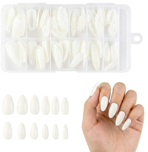 120 Stück Mittelgroße Soft Gel Press on Nails | Vollflächige Fingernägel zum Aufkleben | Kunstnägel in Salonqualität für die Maniküre | Fake Nails für Alltag Party Hochzeit Braut-Nageldesign (Weiß)