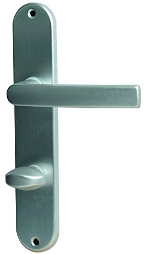 Alpertec aluminium Vanda - LS Langschildgarnitur für Badtüren in eloxiert WC Drückergarnitur Türdrücker Türbeschläge, 78 mm, silber, 40050930K1