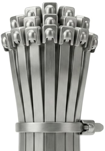 Lumonic Edelstahl Kabelbinder 520 x 7,9mm Silber 114kg Metall Kabelbinder bis 500°C Wetterfest UV-beständig für Kabel & Schläuche