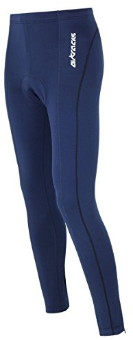 Airtracks, pantaloni da ciclista lunghi, con imbottitura 3D Coolmax, traspiranti, con catarifrangenti e tasca con cerniera, Uomo, blu navy, XXL