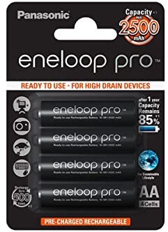 Panasonic Eneloop Pro Rechargeable Ni-MH AA Batteries - Pack of 4