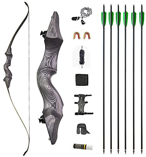 SHARROW Bågskytte Takedown Recurve Båge 30-60lbs Jakt Båge Recurvebågar Vuxen Mål Övning Tävling Båge 60 tum Traditionell Trä Långbåge (35lbs, Typ 2)