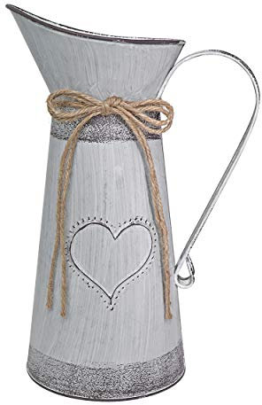 Fovasen Large Vases for Flowers Farmhouse Flower Jug with Love-Shaped for Wedding Home Garden Decor-11 H