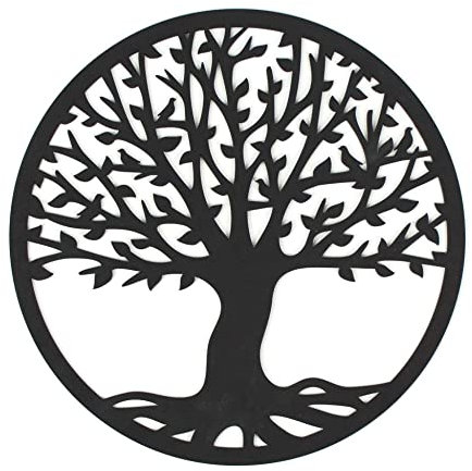 CONTRAXT Cuadros arbol de la vida decoracion pared. Cuadros de mandalas decorativos de madera tallada calada pared Regalos espirituales Esoterismo meditacion yoga accesorios (Arbol de la Vida, Negro)