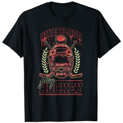 Give Blood Play Eishockey-Helm T-Shirt