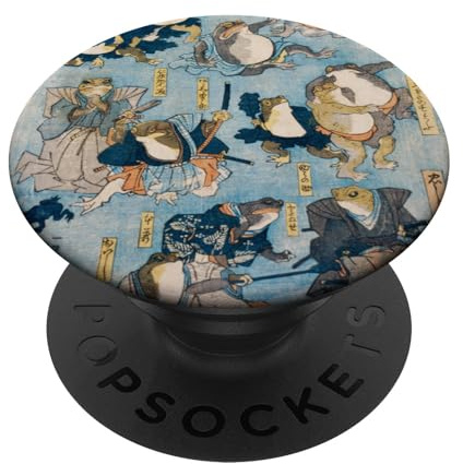 Japanese Samurai Warrior Ninja Frogs Vintage Illustration PopSockets Adhesive PopGrip