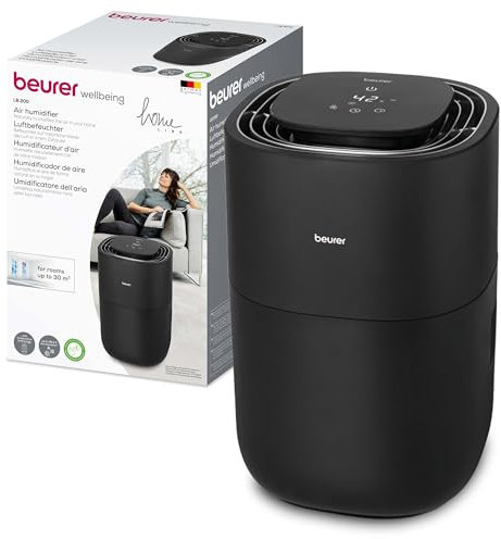Beurer LB 200 Luftbefeuchter mit energieeffizienter Kaltverdunstungstechnologie, hygienische konstante Befeuchtung der Luft, mit Filtertrocknungsfunktion, 3 Befeuchtungsstufen, für Räume bis ca. 30m²
