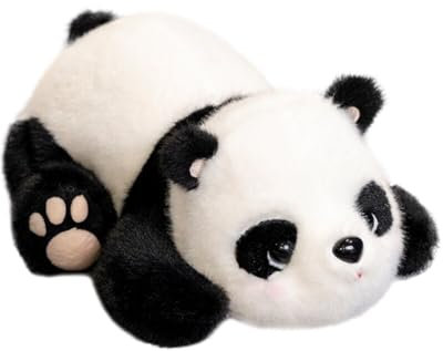 Schwarz Weiß Panda Kuscheltier 23CM Panda Plüsch Spielzeug Kawaii Liegender Panda Plüschtier Panda Stofftier Plüsch Panda Puppen Kissen Weihnachten Geschenke für Geburtstag Kinder Jungen Mädchen