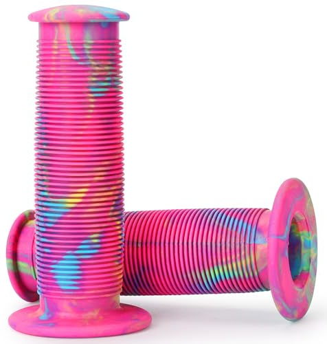Manopole per bicicletta per bambini, 22 mm, con massima sicurezza, protezione dagli urti, lunghezza 100 mm, per scooter, triciciclo, bicicletta per bambini (A rosa/blue)