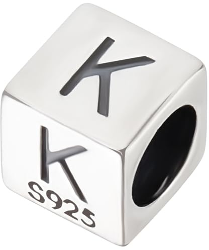 Beebeecraft 1 Box 1 Stück Würfel Buchstabenperlen Aus Sterlingsilber Alphabet Perlen „K“ Für Die Herstellung von Schmuck Mit Selbstgemachten Freundschaftsarmbändern