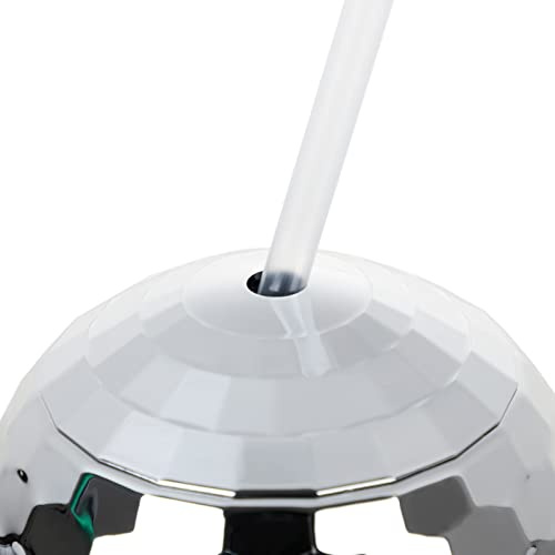 Disco Balls Cup with Straw, Unique Retro Disco Design, 580ml Capacity Drink Cups for Parties, KTV, Bars, Nightclubs, Fun Gifts or Party Supplies (Silver)