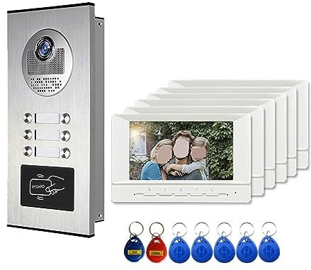 ZXFNVXC Interphone vidéo pour immeuble d'appartements Kits de visiophone Système d'interphone vidéo pour Porte Multi-Boutons pour 2 à 12 unités Installation Facile (Taille : KIT G) (KIT D)