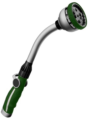 RESTMO Bewässerungsstab, strapazierfähig, Metall-Gartenschlauchstab mit 10 Sprühmustern, 38,1 cm langer Schlauchtülle, Sprüher mit Daumen-Durchflusskontrolle, ideal zum Bewässern von Hängekörben und