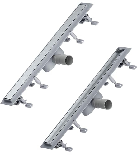 SONNI Duschrinne 60 cm, befliesbare Duschrinne, gebürsteter Edelstahl | Befliesbare 2-in-1 Abdeckung mit harmonischer Fliesenintegration und hoher Ablaufleistung für moderne bodengleiche Duschen.