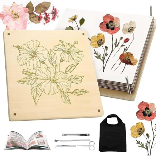 Tatqilo Grande pressa per fiori per adulti, 27,5 x 27,5 cm, kit di pressatura per fiori in legno a 10 strati, ottimo regalo fai da te per arti e mestieri