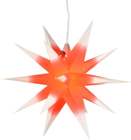 Meisterhome Led Weihnachtsstern Rot/Weiß, Adventsstern, für Außen, Kunststoff 55cm Mit LED Lampe 3W (Rot/Weiß)