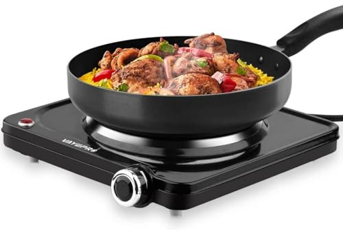 Vayepro 1500W Hot Plate, Portable Electric Stove, Single Electirc Cooktop, Portable Burner for Cooking, Cooktop for Dorm Office Home Camp, UL Listed, Compatible with All Cookware