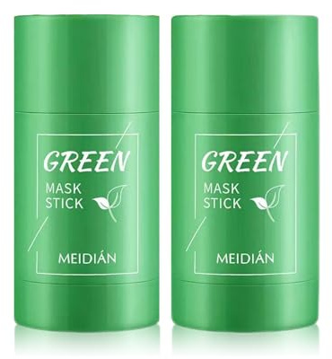 2 Stück Green Mask Stick, Tonerde Maske, Tiefenreinigende Gesichtsmaske, Grüner Tee Reinigungsmaske Stick, Feuchtigkeitsspendende Pflegende Haut, Für Die Mehrheit Hauttypen Von Mänern Frauen
