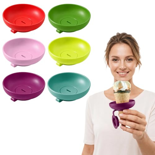 6Pcs Colourful Ice Lolly Holders, Ice Cream Cone Holder | Ice Lolly Holder with Drip Catcher, Reusable Lollipop Holder for Summer Days Popsicle Party