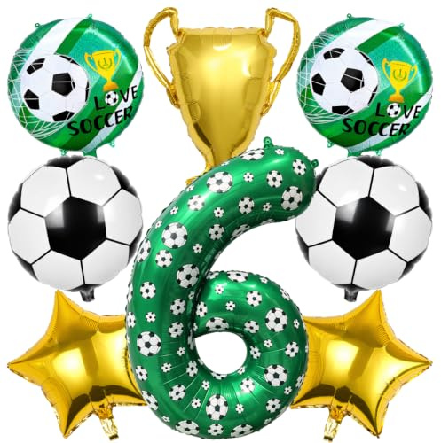 Fussball Folienballon 6. Geburtstag, Fussball Deko Geburtstag Kinder 6 Jahre, Fußball Geburtstagsdeko 6 Jahre Jungen, Folienballon für Fußball Party Kindergeburtstag