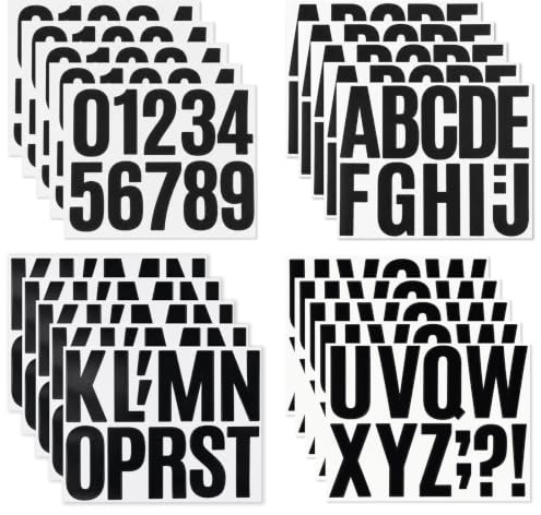 20 Blatt Buchstaben und Zahlen Aufkleber 10cm Groß Buchstaben Vinyl Sticker | Wasserfeste Schwarz Selbstklebend Alphabet Nummer Aufkleber für DIY Basteln Schilder Poster Briefkästen Fenster