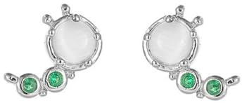 S925 Silver med Natural Jade White Cat Eye Örhängen för Kvinnor Yoga Äkta 1
