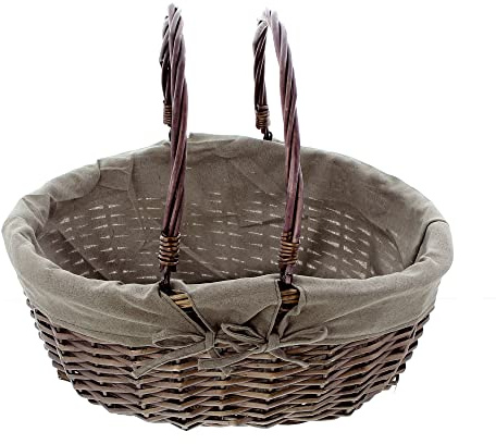 Corbeille osier entier tressé d'osier fendu, laqué gris