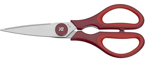 WMF Touch Küchenschere 21 cm, Haushaltsschere mit Sägeschliff, Schere Küche, Cromargan Edelstahl, Softgriff, rot