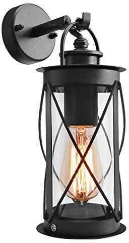 Outdoor Wall Lantern Down Light Black Metal Stainless Steel Vintage Garden Lamp IP44 ZLC014